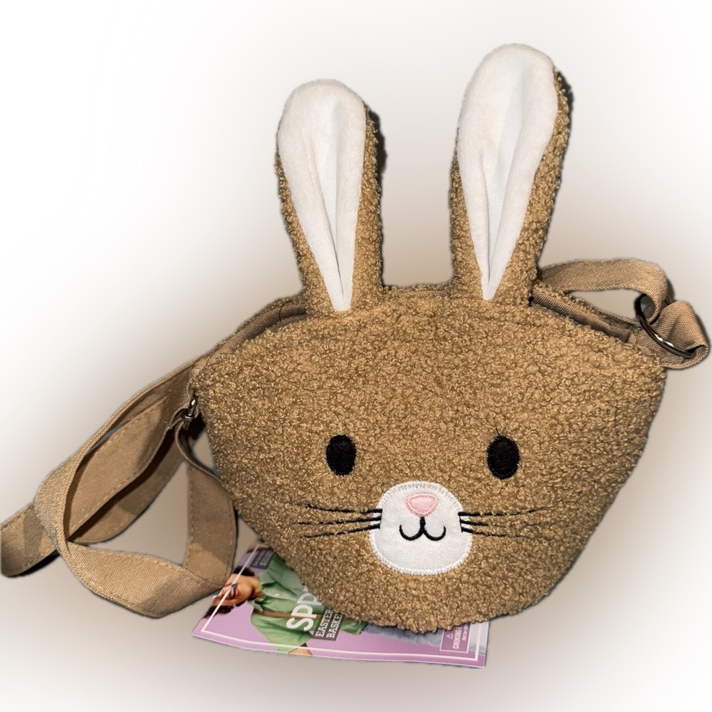 Brown Bunny Ears Crossbody Sling Bag Kids Girls Easter Bunny Spring Purse NEW